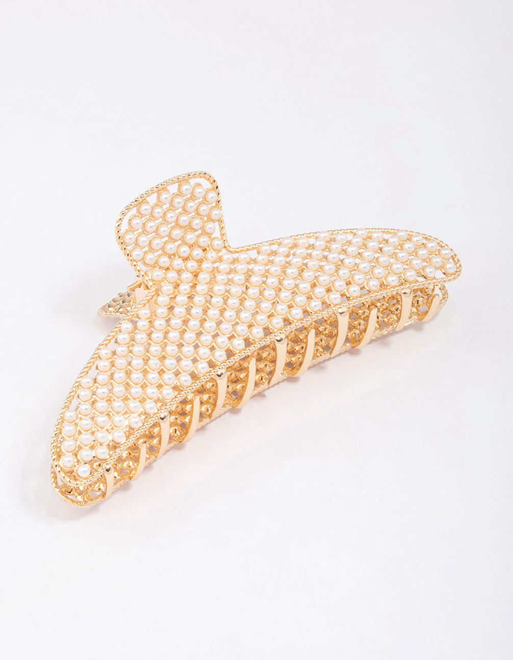 Gold Classic Pearl Hair Claw Clip - Image 2