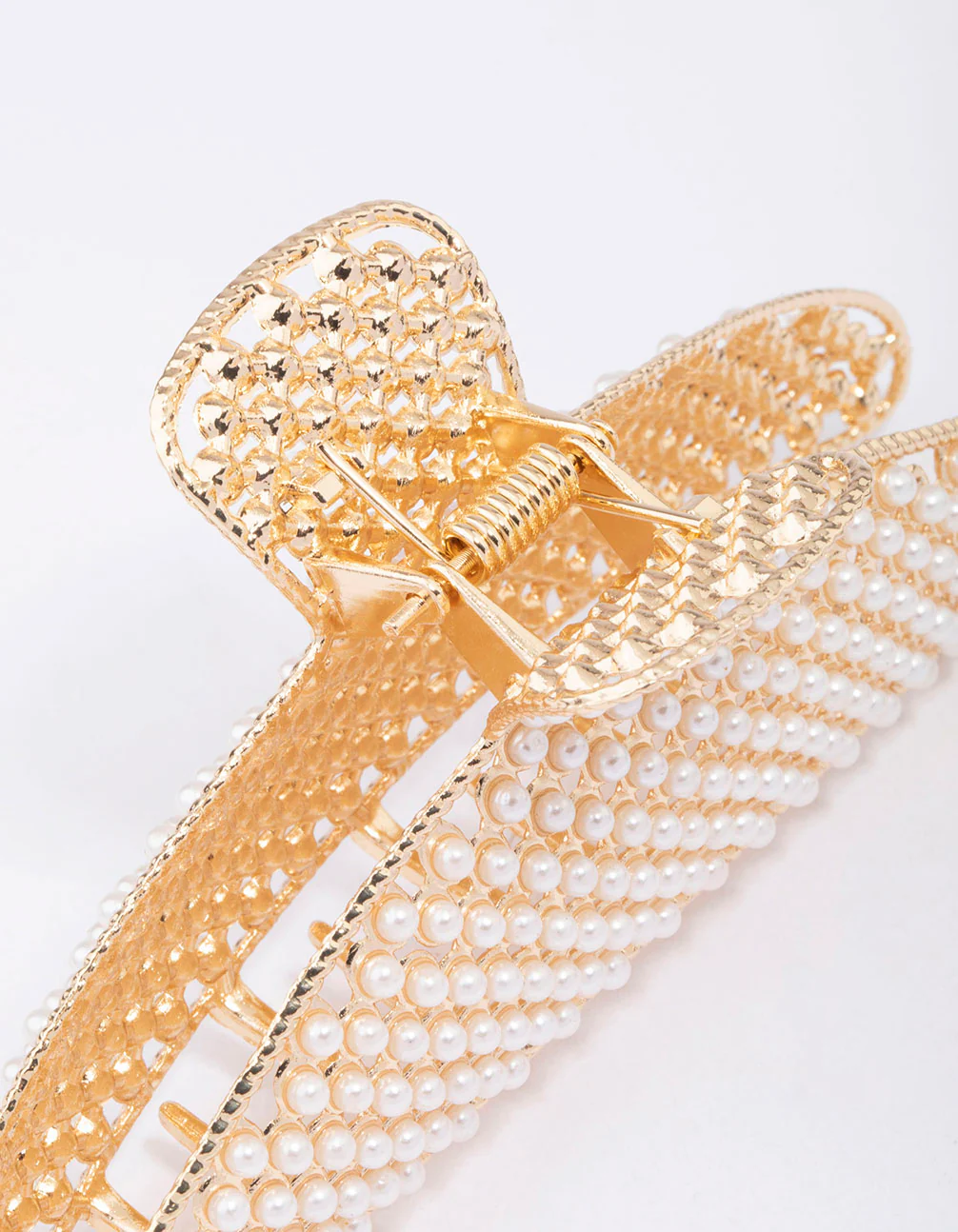 Gold Classic Pearl Hair Claw Clip - Image 3