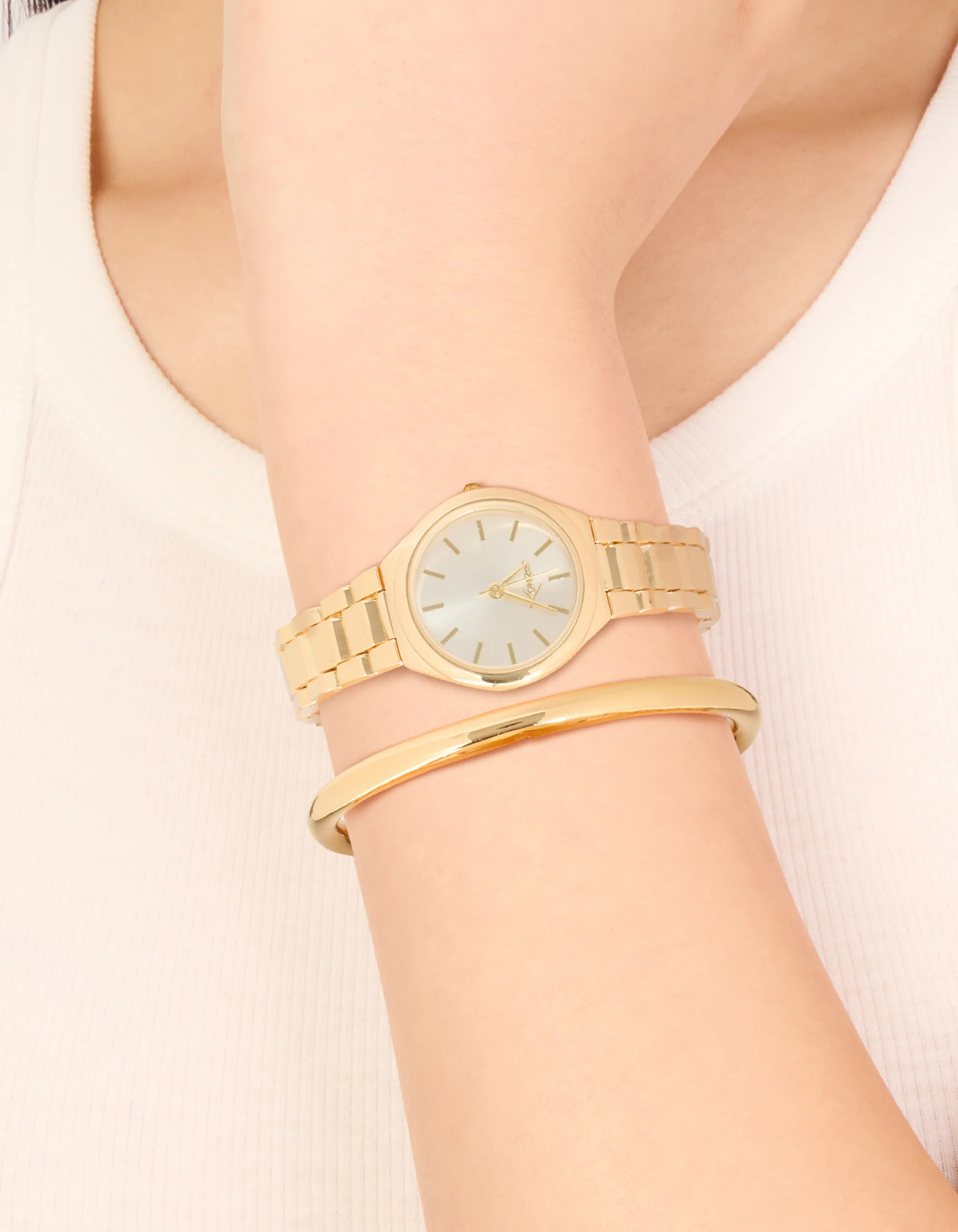 Gold Classic Wrist Cuff & Watch Set - Image 2