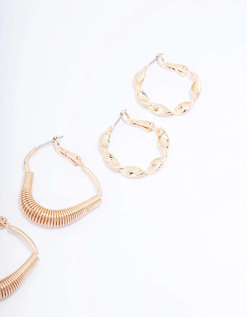 Gold Coil Heart Hoop Earring 3-Pack - Image 3