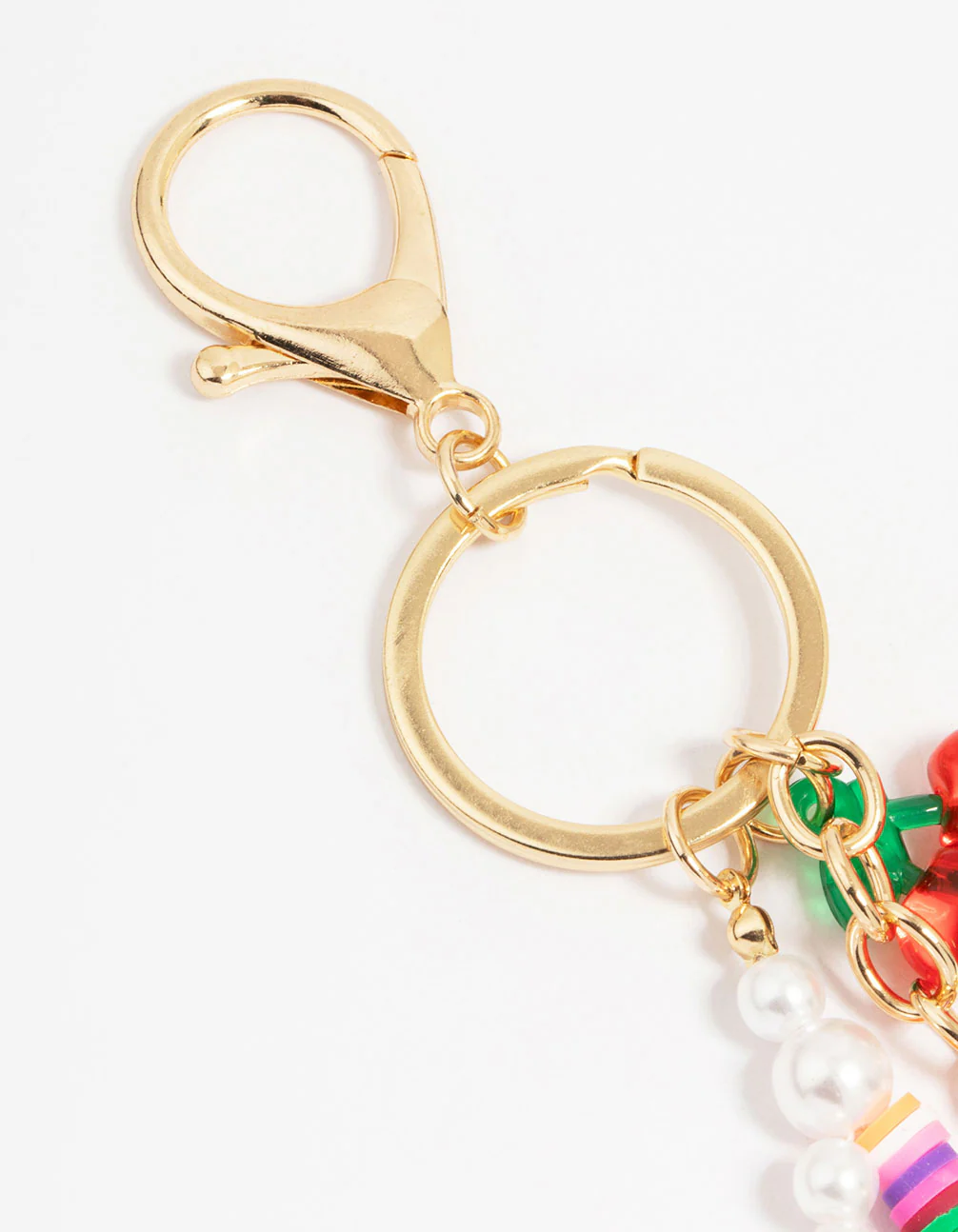 Gold Colourful Beaded Heart Keychain - Image 2