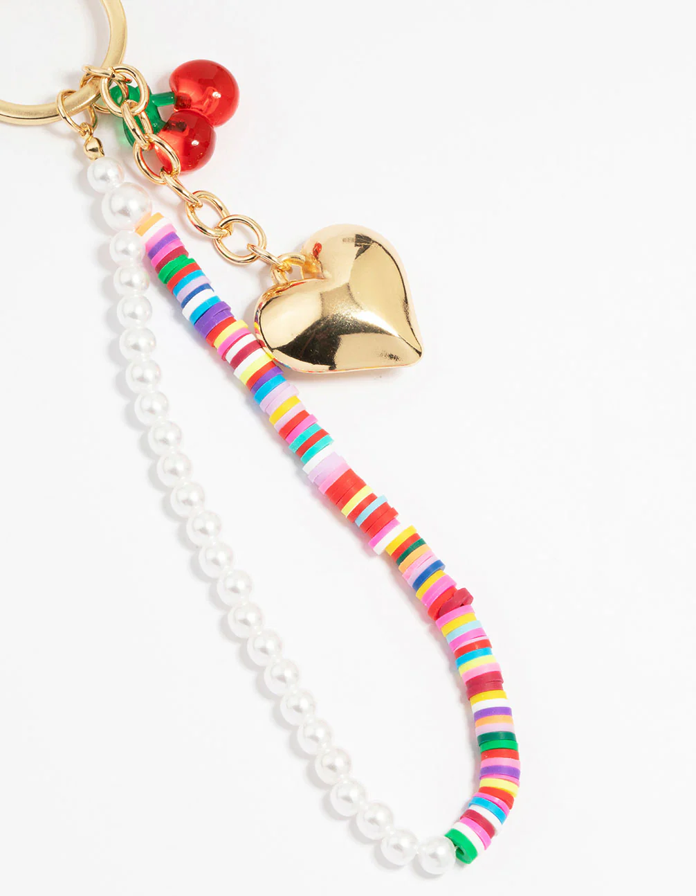 Gold Colourful Beaded Heart Keychain - Image 3