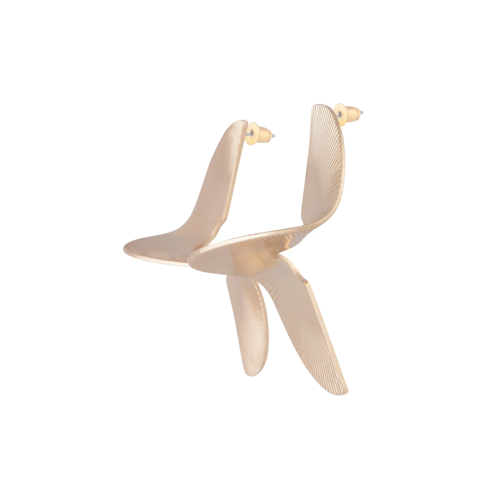 Gold Corrugated Swirl Statement Stud - Image 3