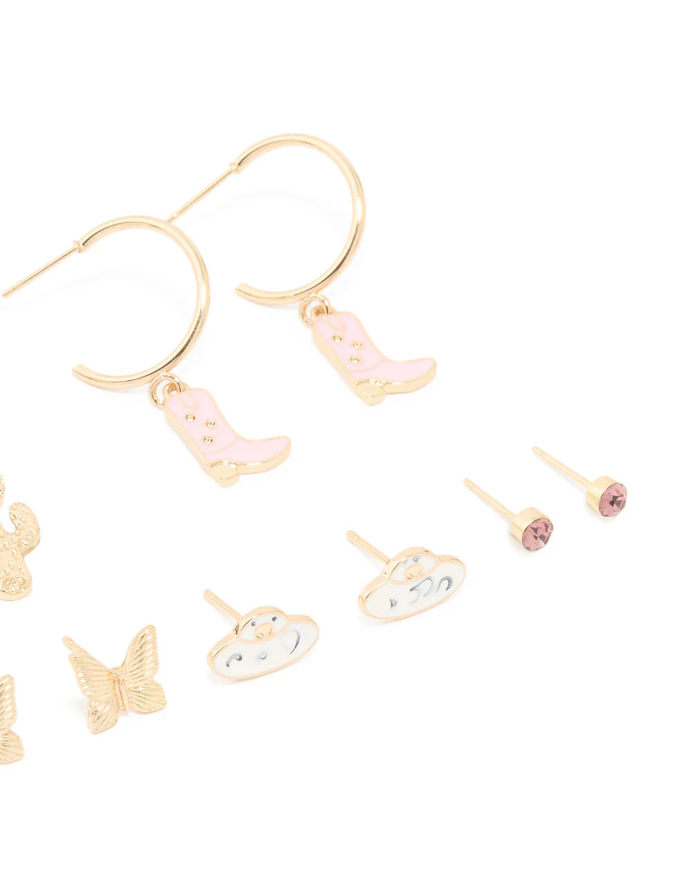 Gold Cowgirl & UFO Earrings 8-Pack - Image 2