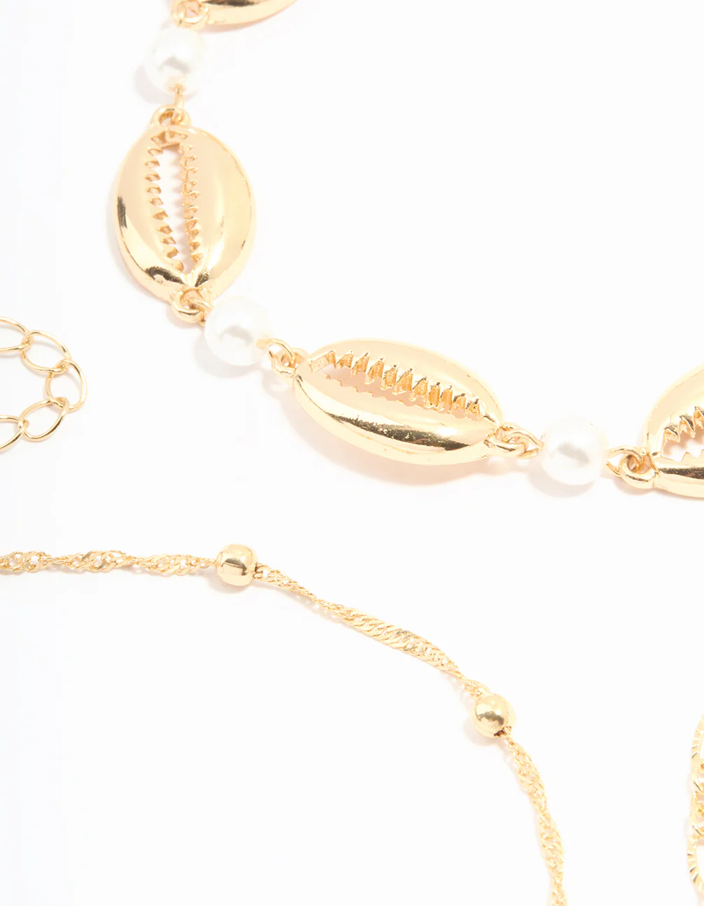 Gold Cowry Shell & Dainty Anklets 3-Pack - Image 2