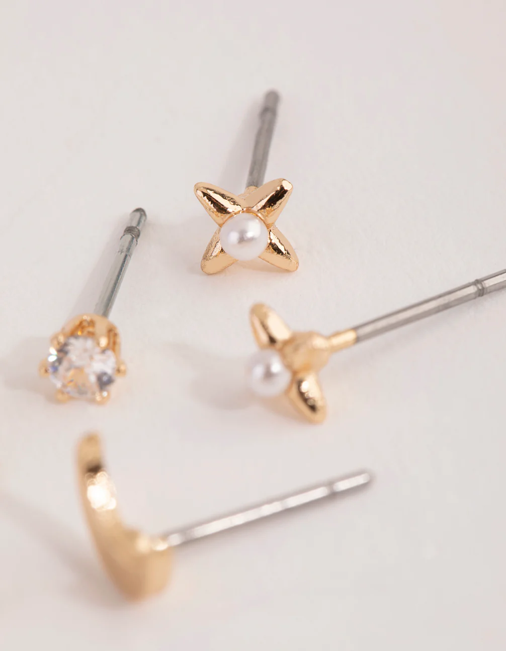 Gold Crescent Moon Pearl Earrings - Image 2