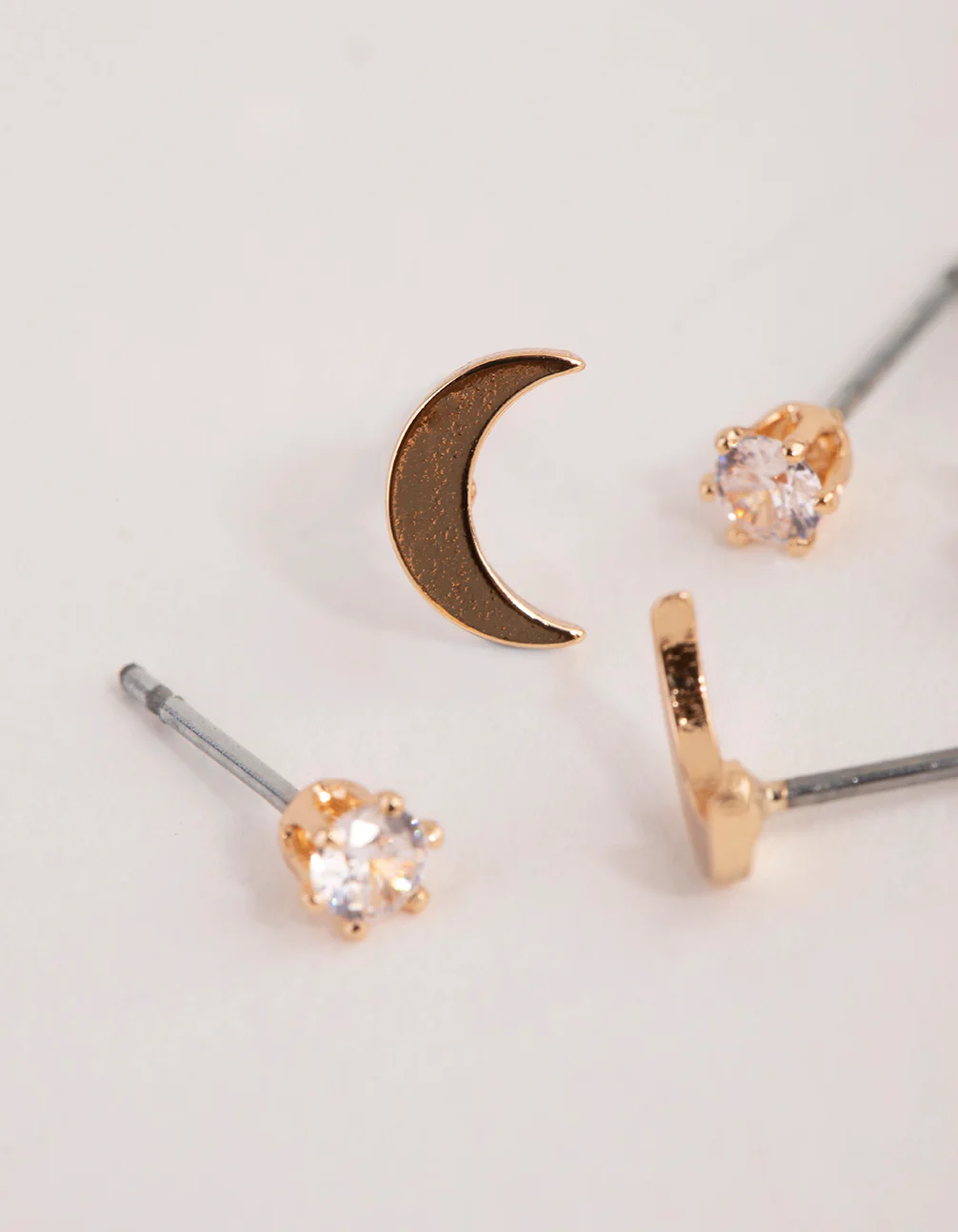 Gold Crescent Moon Pearl Earrings - Image 3