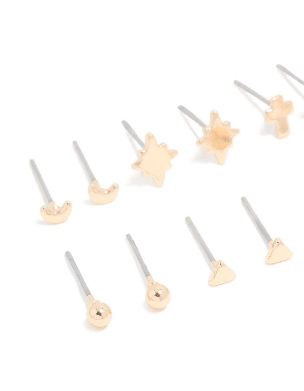 Gold Cross & Star Stud Earrings 8-Pack - Image 2