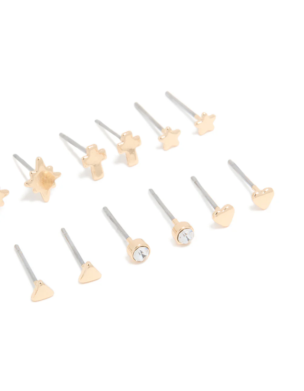 Gold Cross & Star Stud Earrings 8-Pack - Image 3