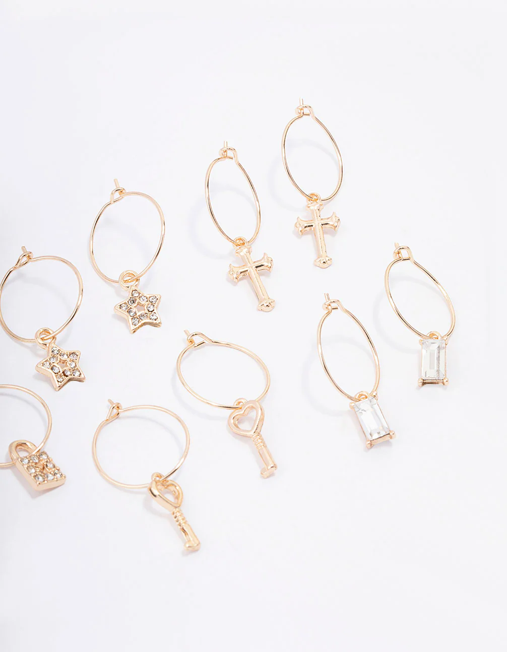 Gold Crystal Star Wire Hoop Earring 6-Pack - Image 3