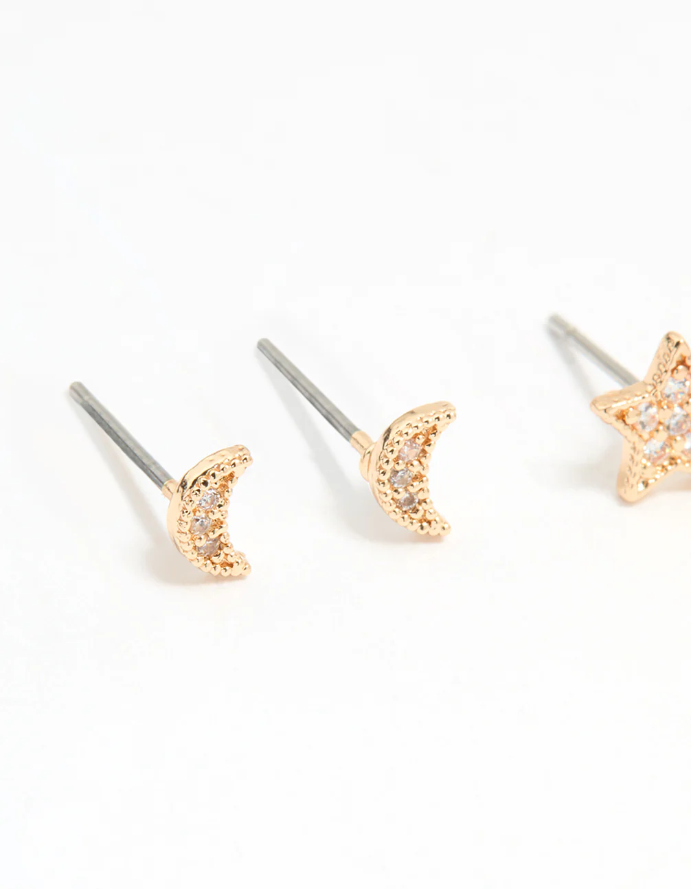Gold Cubic Zirconia Celestial Drop & Stud Earrings 3-Pack - Image 4