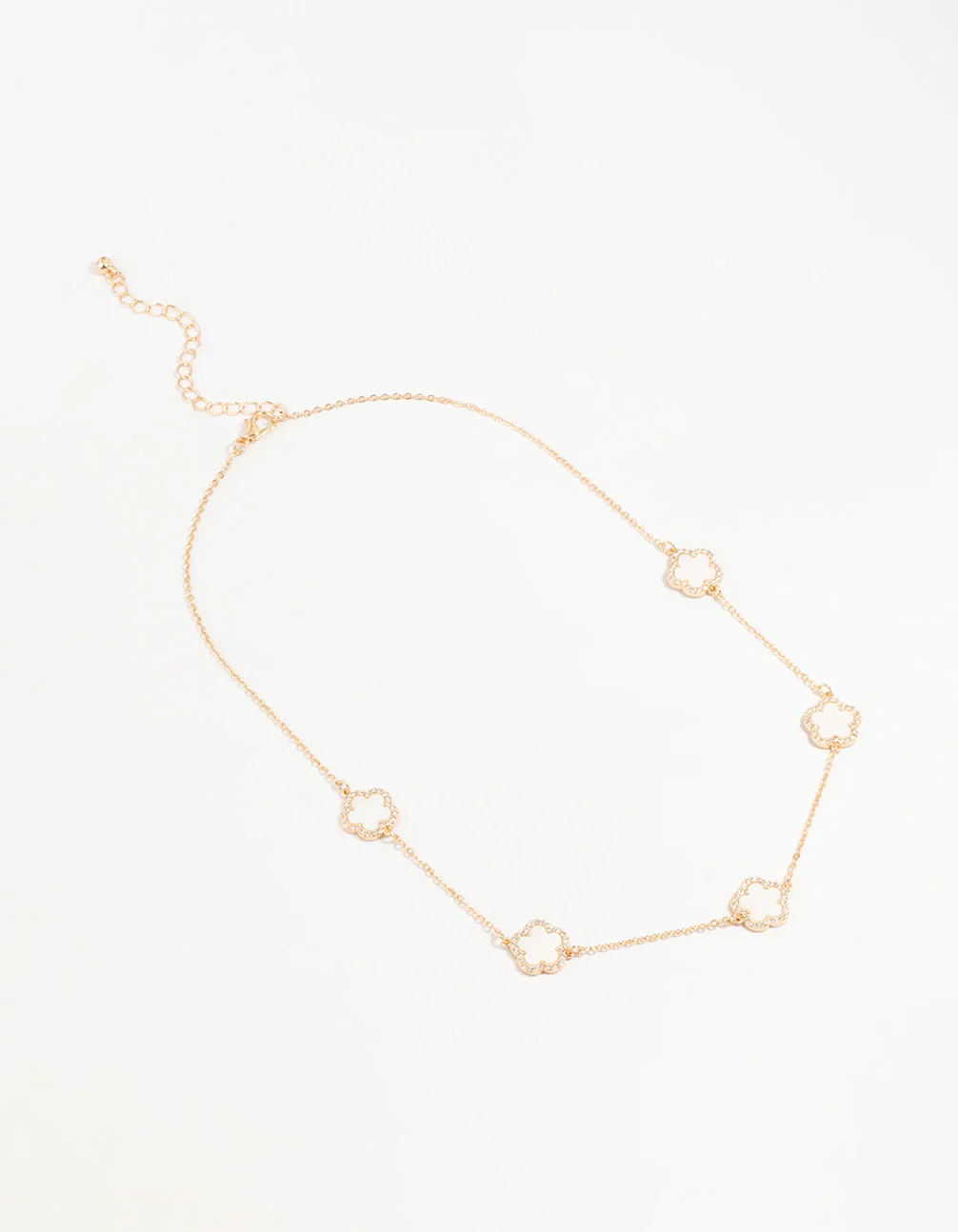 Gold Cubic Zirconia Flower Necklace - Image 4
