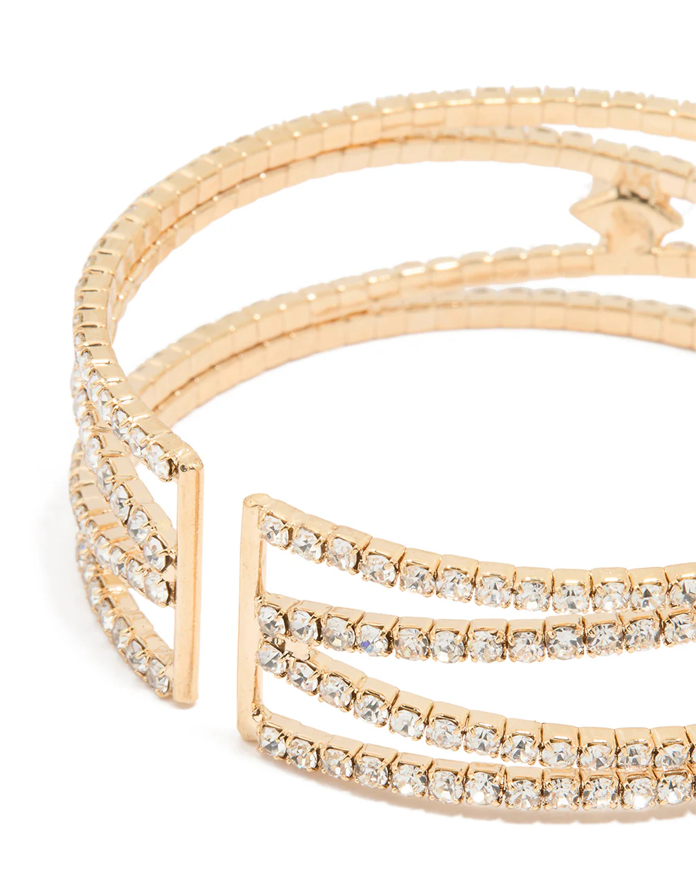 Gold Cubic Zirconia Cross Flower Wrist Cuff - Image 3