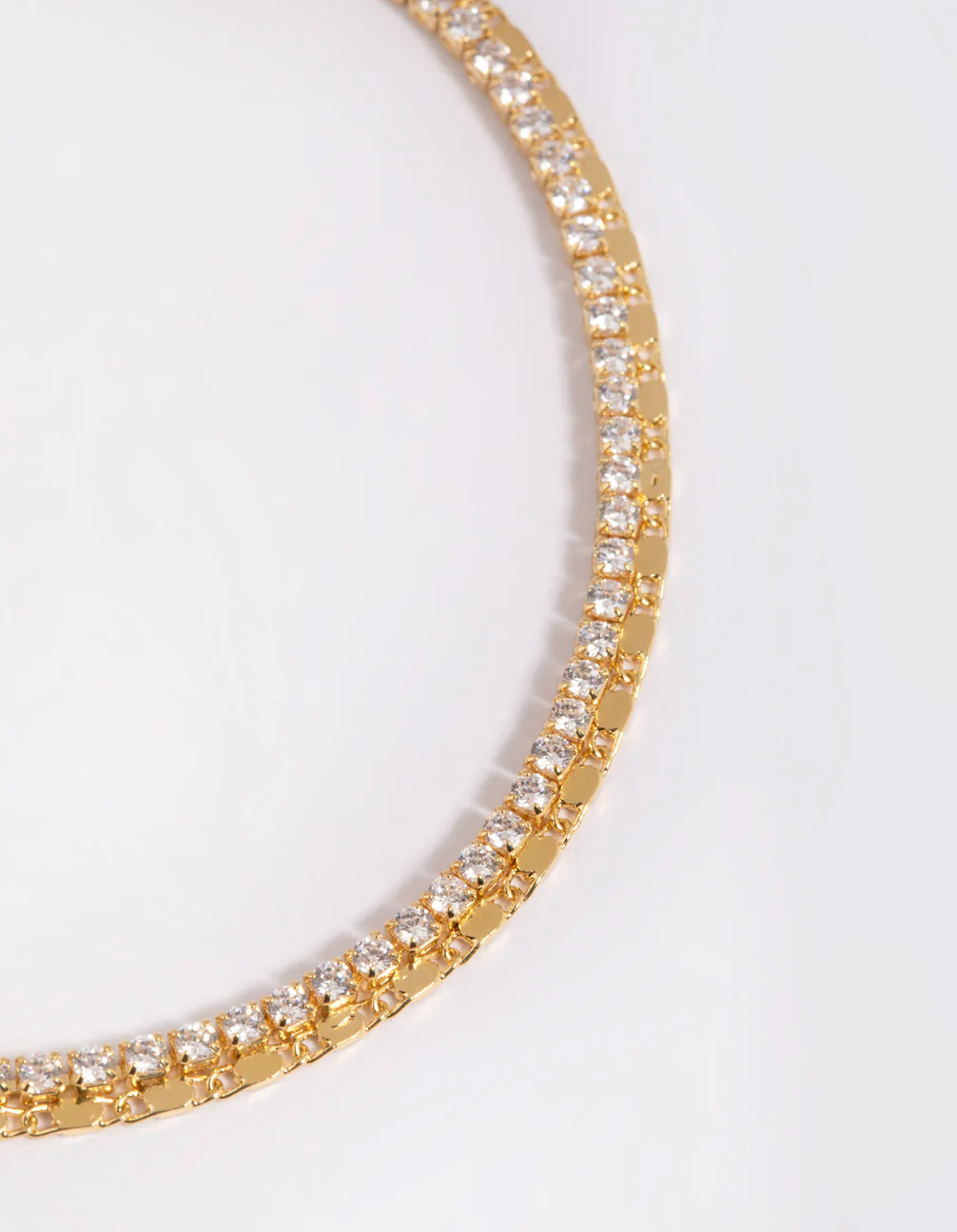 Gold Plated Cubic Zirconia Cupchain Tennis Anklet - Image 2