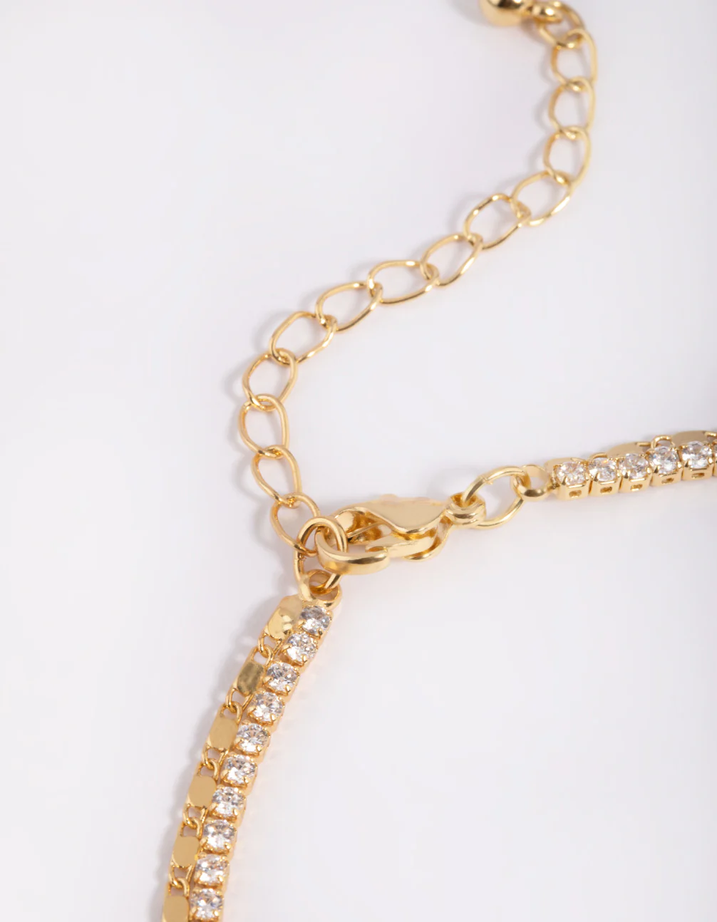 Gold Plated Cubic Zirconia Cupchain Tennis Anklet - Image 3