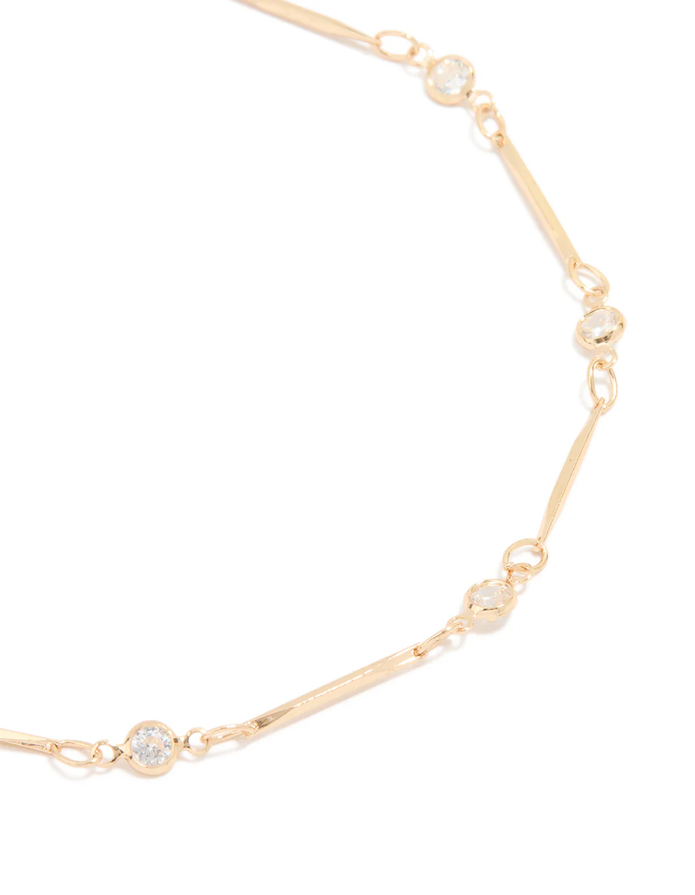 Gold Cubic Zirconia Dainty Bar Anklet - Image 2