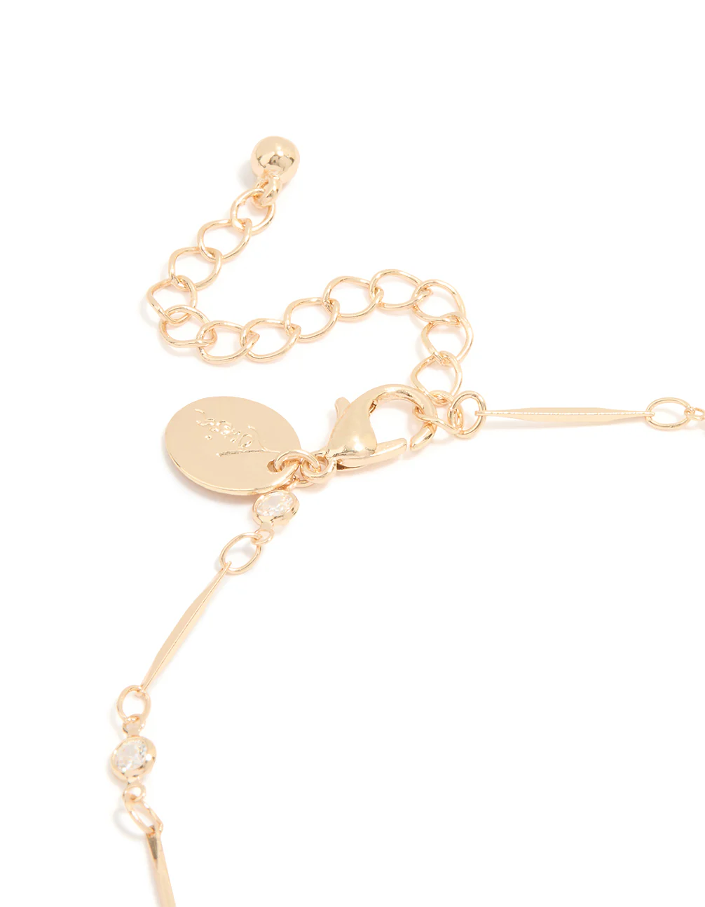 Gold Cubic Zirconia Dainty Bar Anklet - Image 3