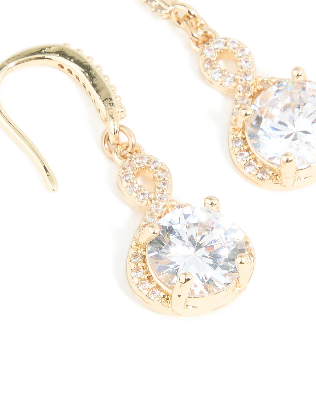Gold Cubic Zirconia Dainty Circle Drop Earrings - Image 4