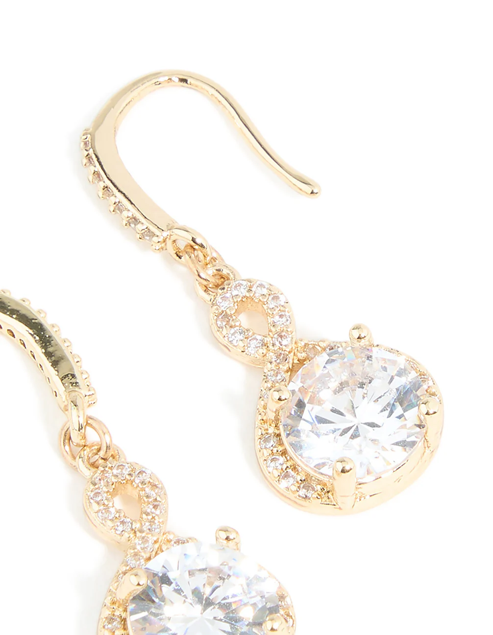 Gold Cubic Zirconia Dainty Circle Drop Earrings - Image 5