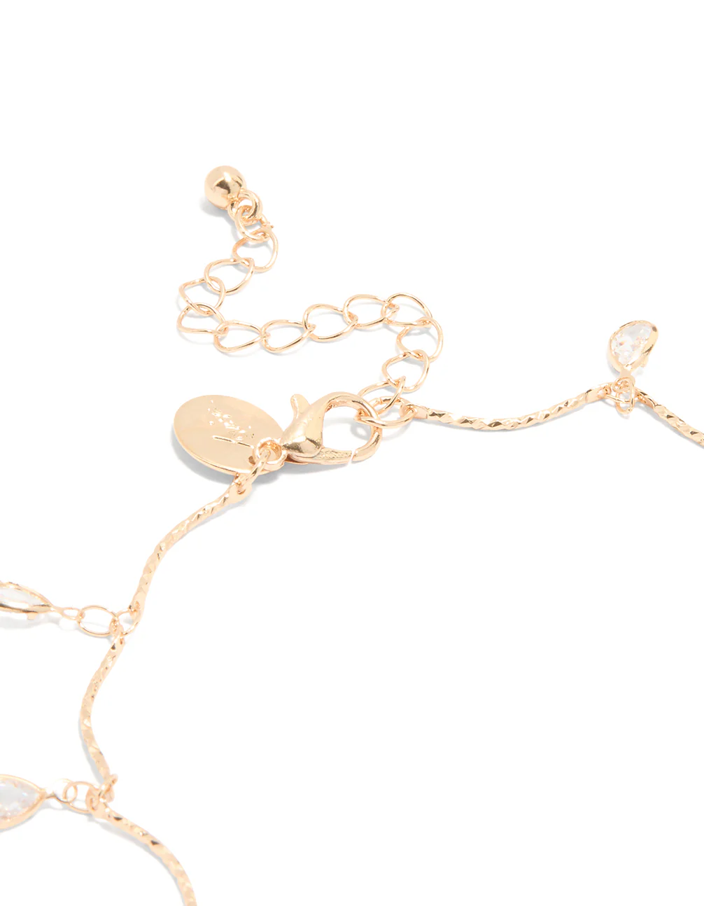 Gold Cubic Zirconia Dainty Droplet Anklet - Image 3