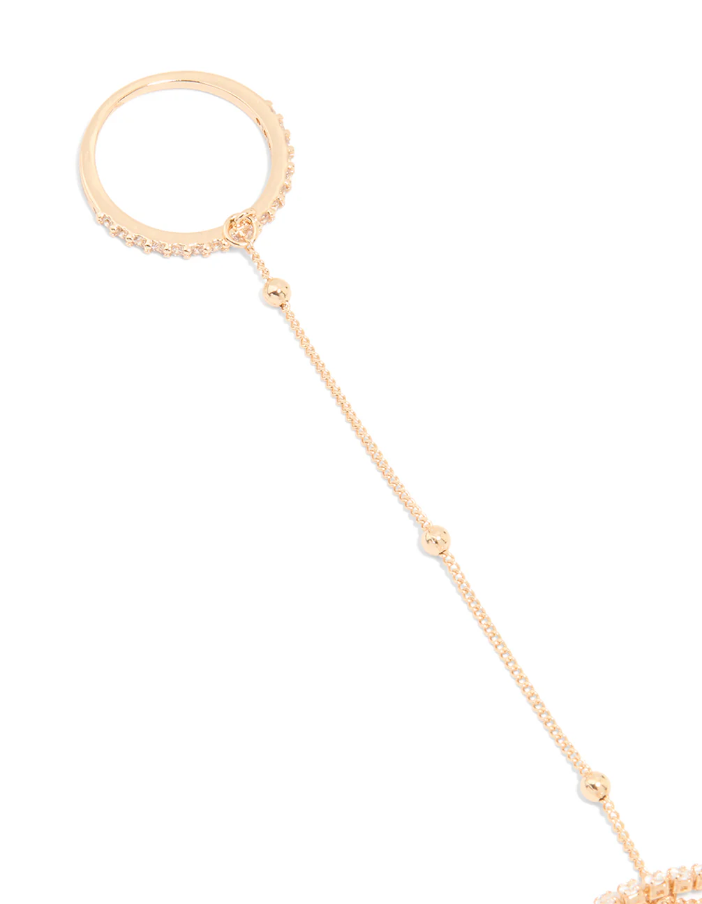 Gold Cubic Zirconia Dainty Layered Hand Chain - Image 2