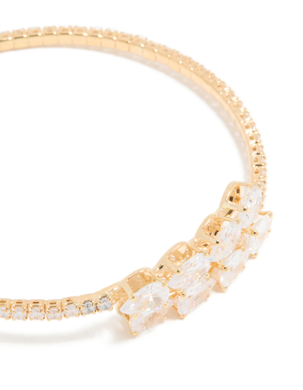 Gold Cubic Zirconia Dainty Pear Bangle - Image 4