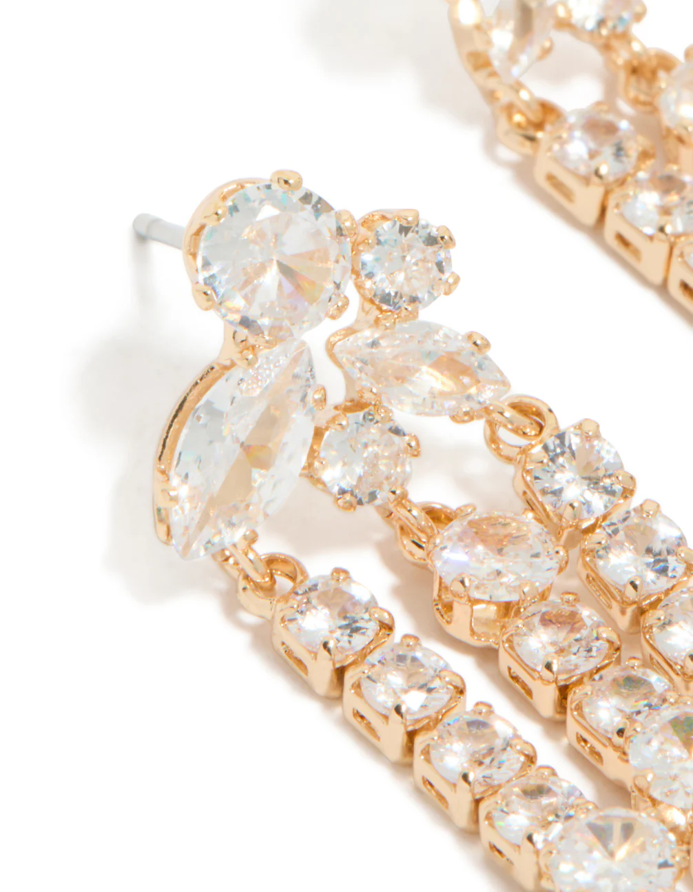 Gold Cubic Zirconia Drop Earrings - Image 4