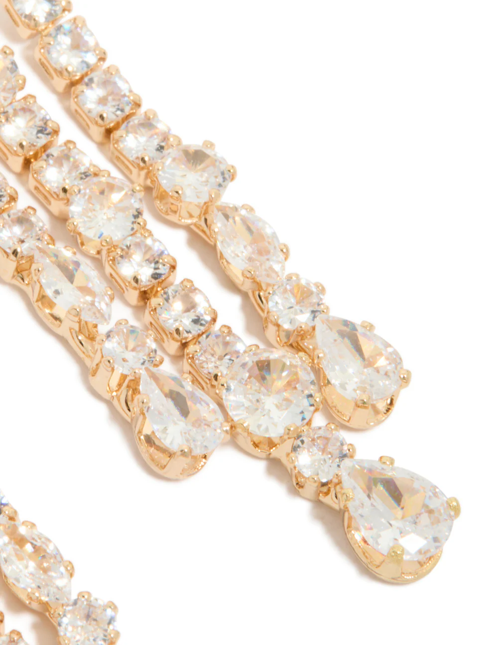Gold Cubic Zirconia Drop Earrings - Image 5