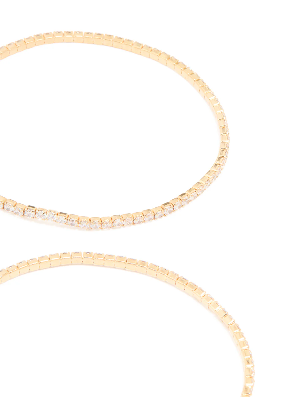 Gold Cubic Zirconia Fine Cupchain Tennis Stretch Bracelets 3-Pack - Image 3