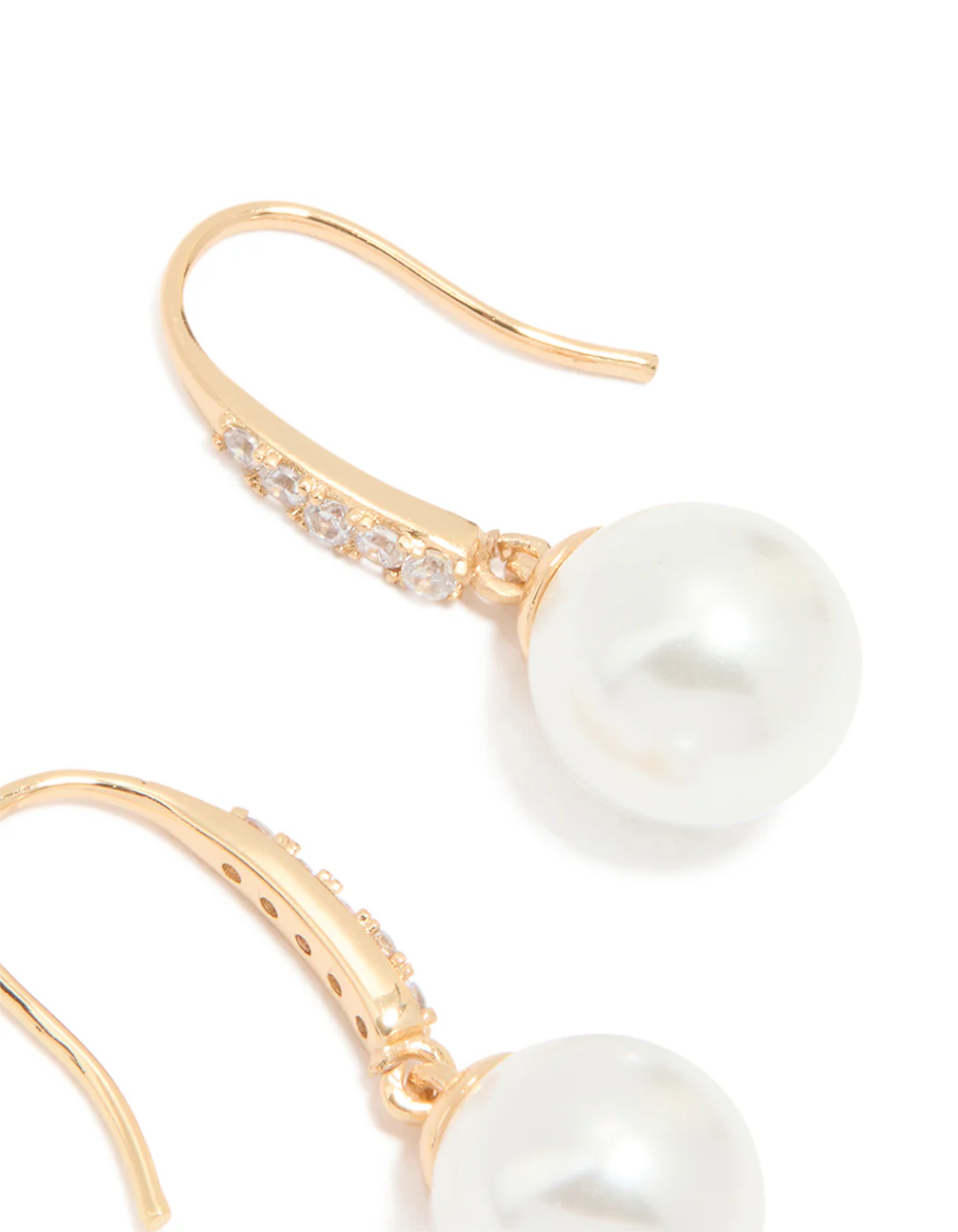 Gold Cubic Zirconia Fine Pearl Drop Earrings - Image 3