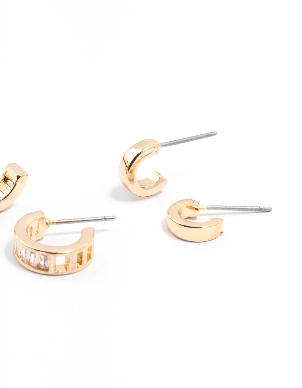 Gold Cubic Zirconia Grad Hoop Earrings 3-Pack - Image 3