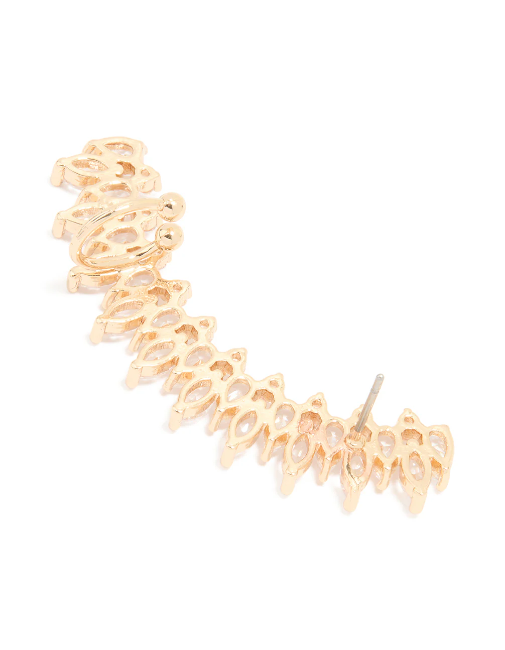 Gold Cubic Zirconia Large Vine Cuff Earring - Image 3