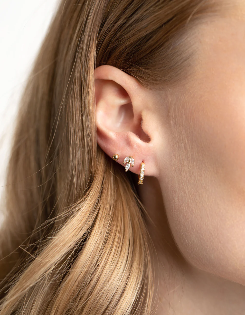 Gold Plated Cubic Zirconia Leaf Earrings 6-Pack - Image 11