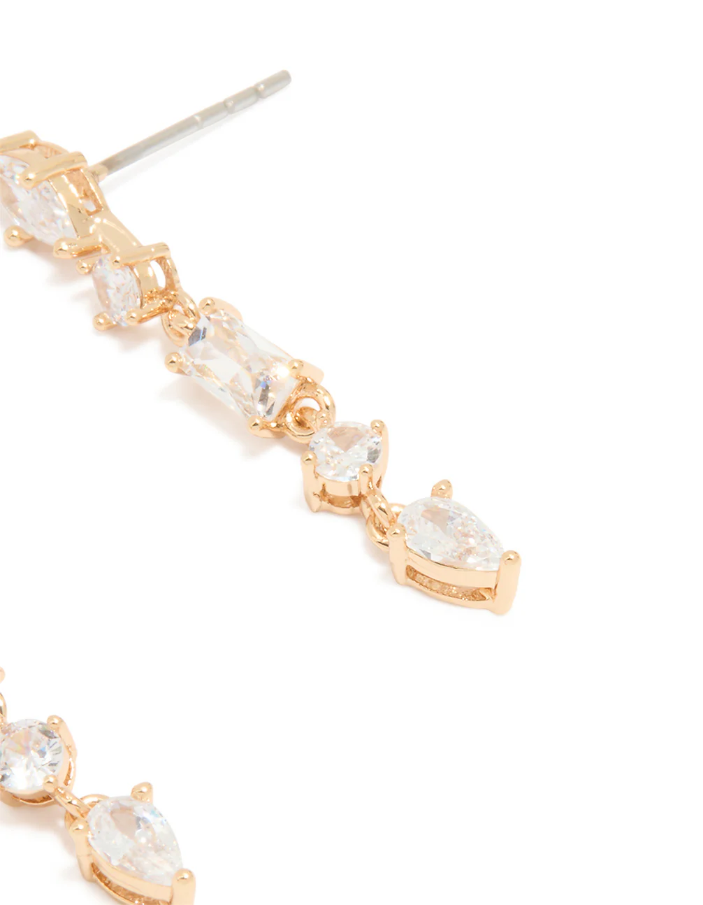 Gold Cubic Zirconia Long Drop Earrings - Image 3