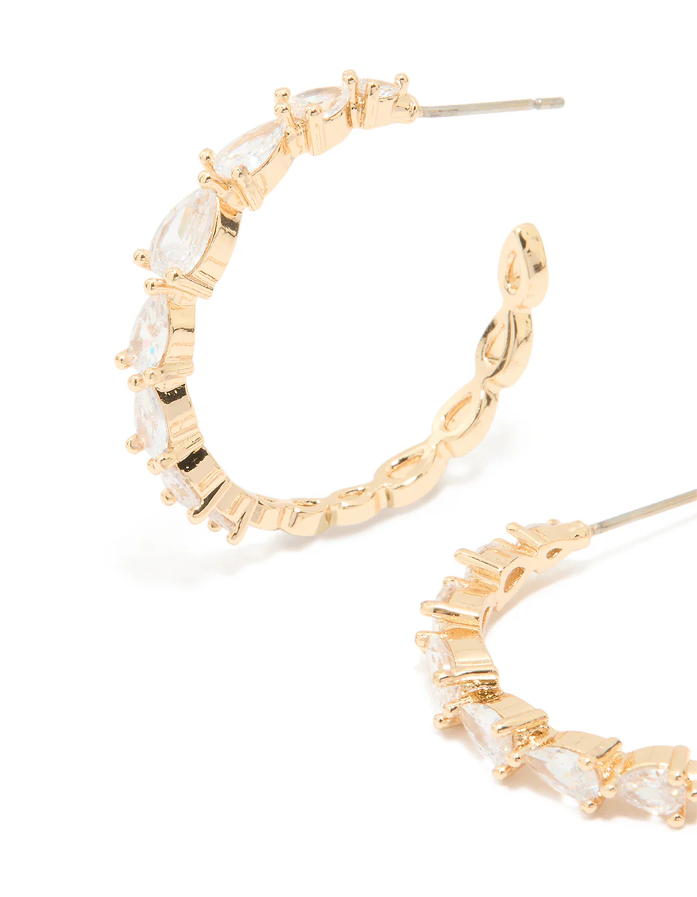Gold Cubic Zirconia Lovely Hoop Earrings - Image 2