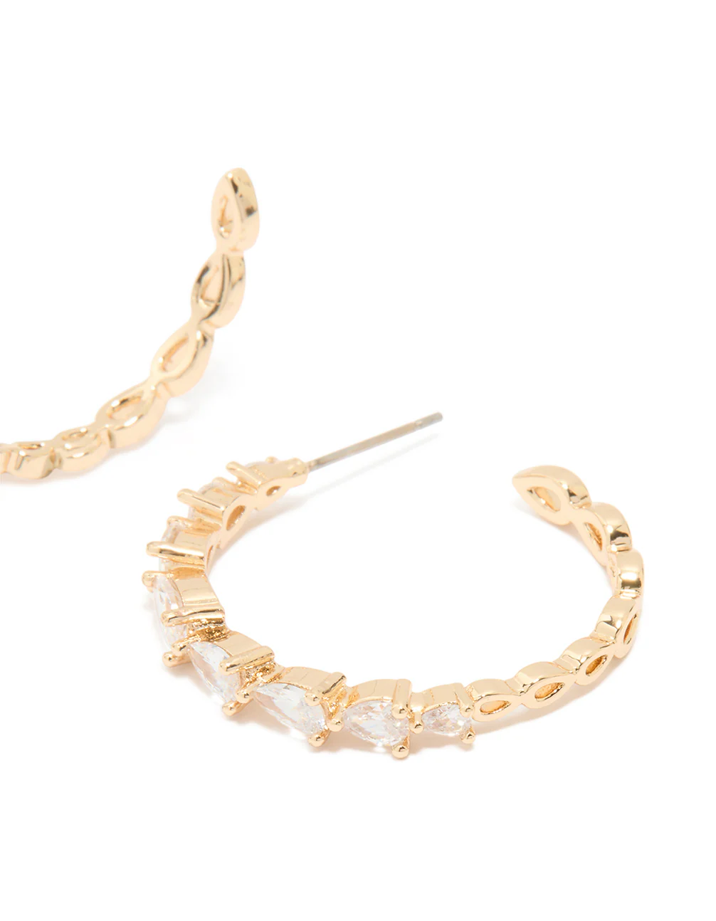 Gold Cubic Zirconia Lovely Hoop Earrings - Image 3