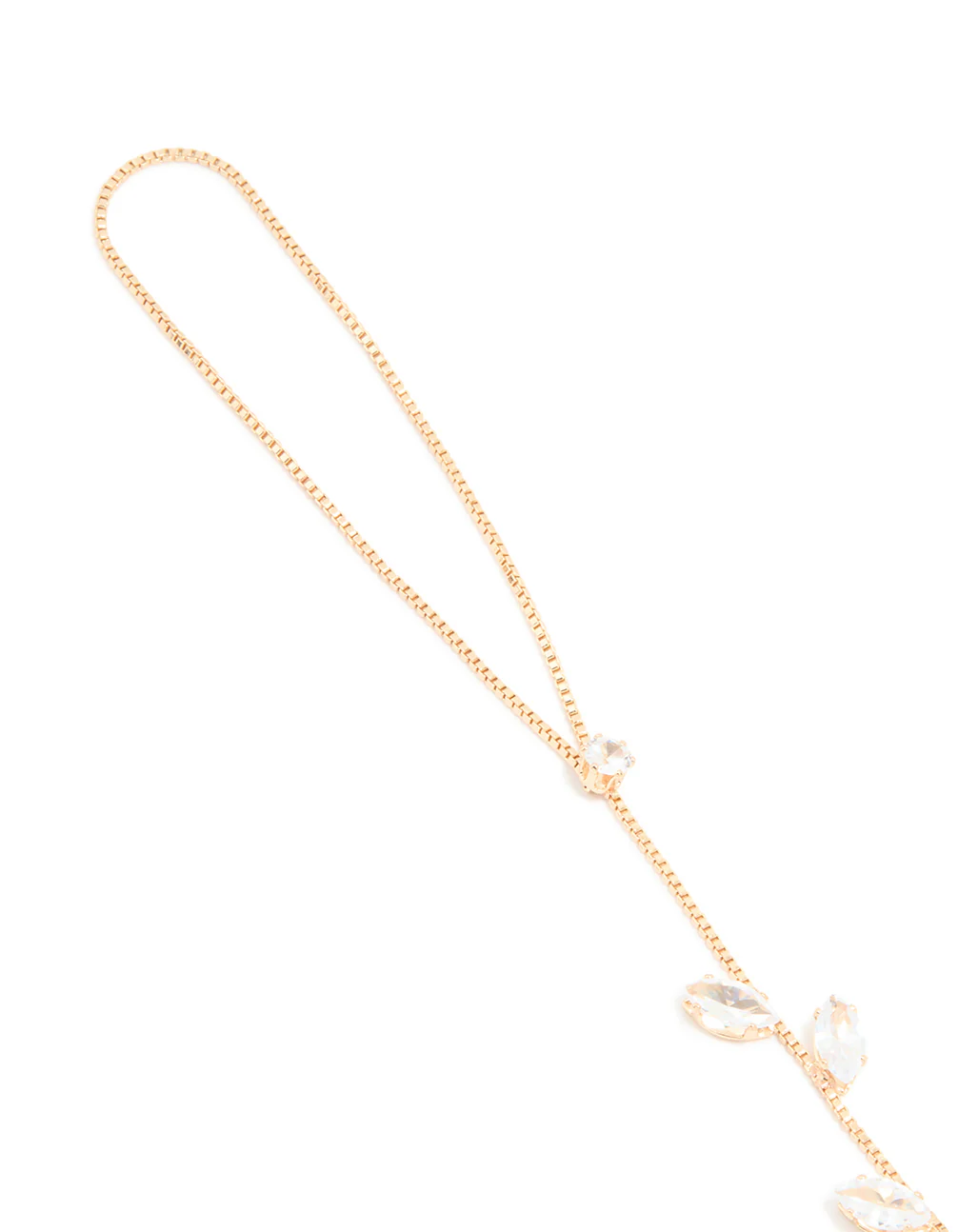 Gold Cubic Zirconia Marquise Hand Chain - Image 2
