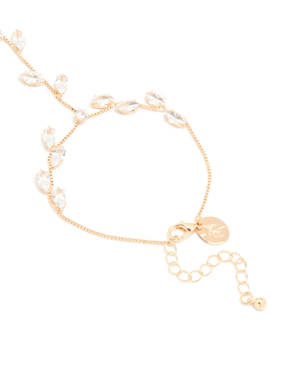 Gold Cubic Zirconia Marquise Hand Chain - Image 3