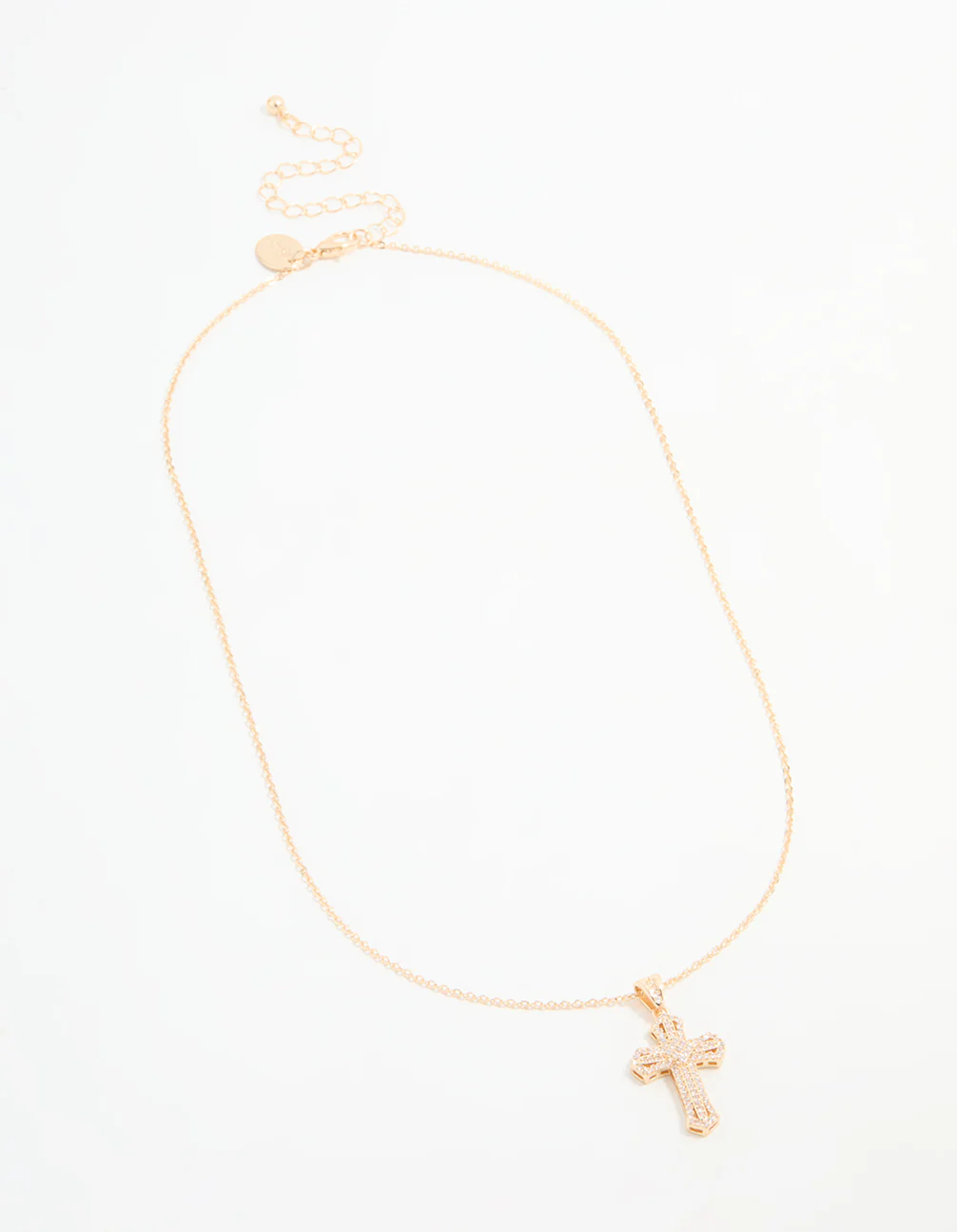 Gold Cubic Zirconia Mini Cross Necklace - Image 4