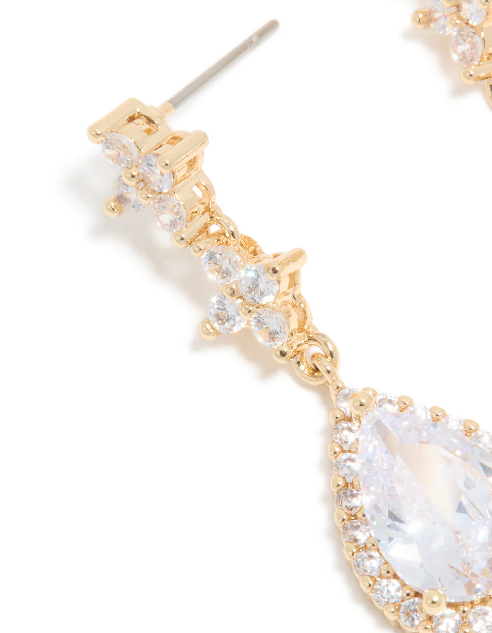 Gold Cubic Zirconia Mini Pear Drop Earrings - Image 4