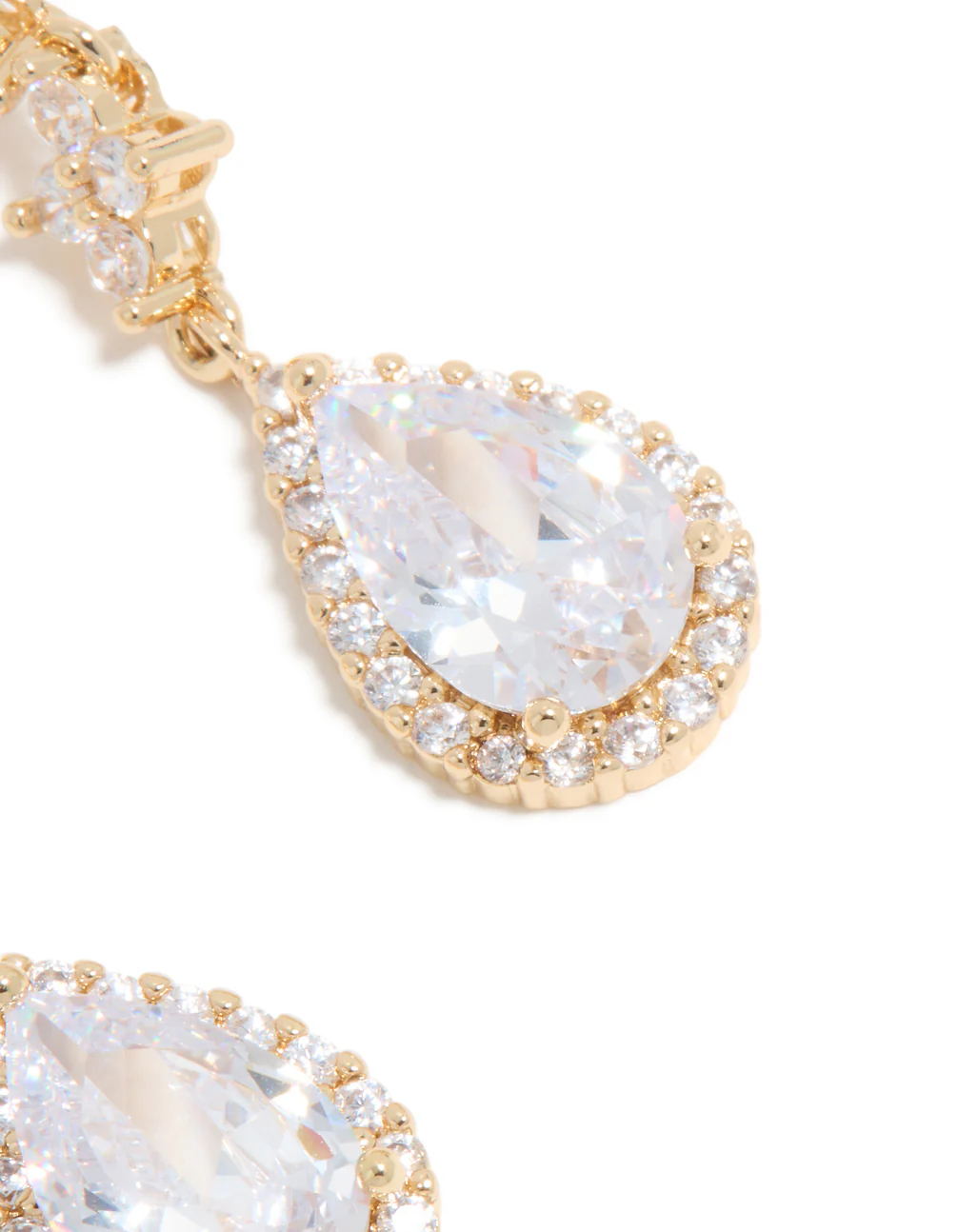 Gold Cubic Zirconia Mini Pear Drop Earrings - Image 5