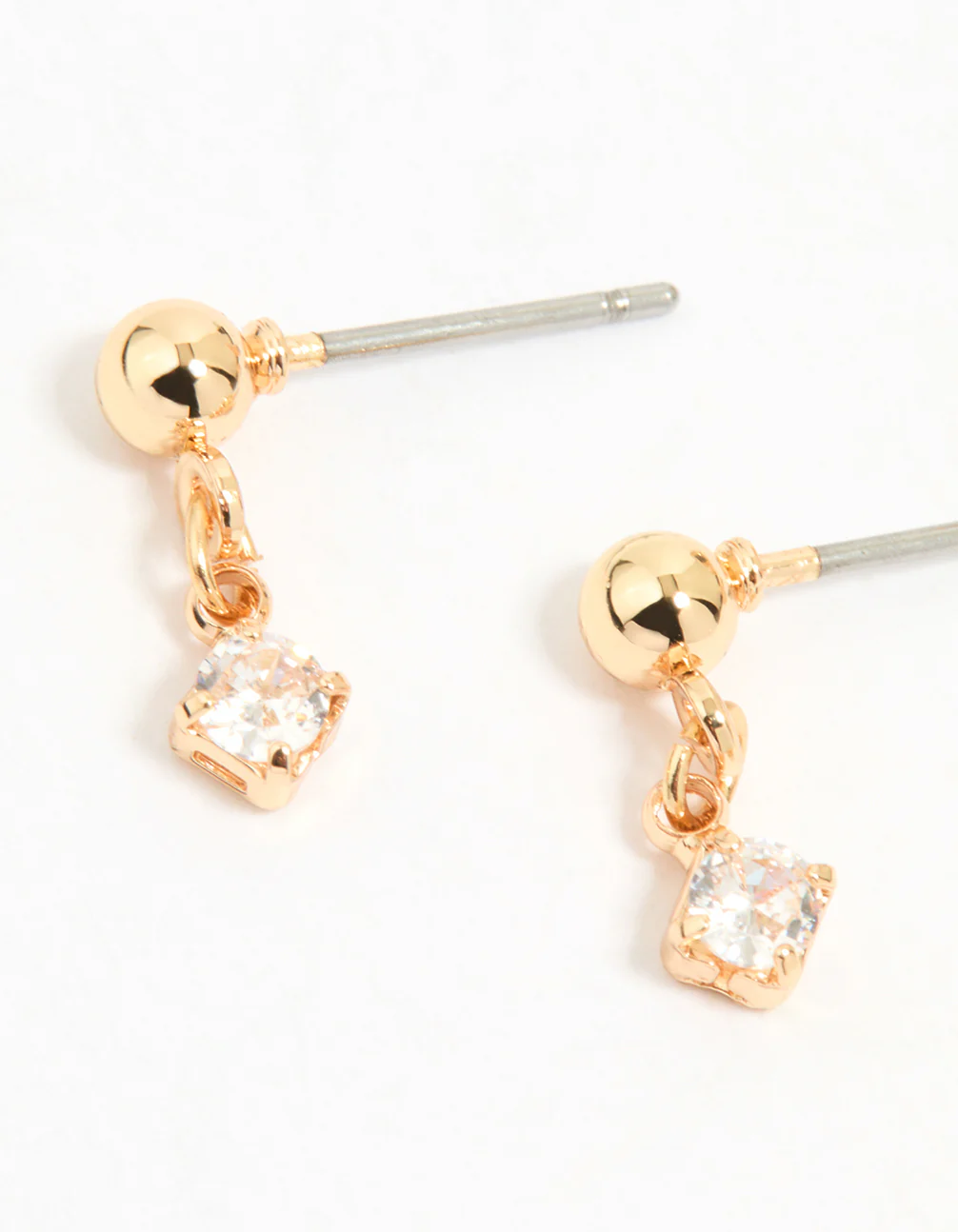 Gold Cubic Zirconia Mixed Cross Huggie & Stud Earrings 3-Pack - Image 4