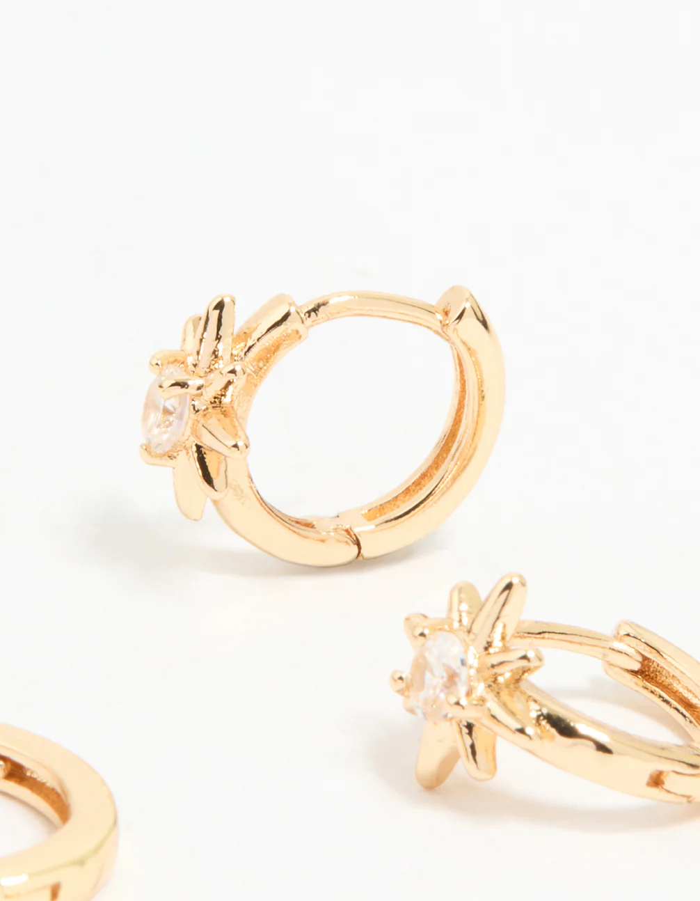Gold Cubic Zirconia Mixed Cross Huggie & Stud Earrings 3-Pack - Image 5