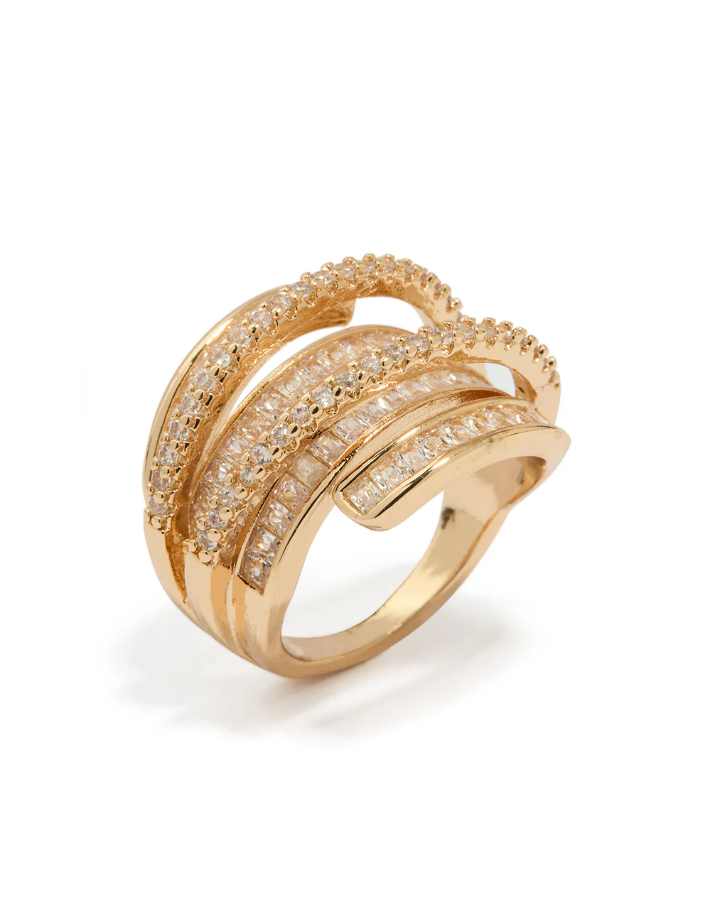 Gold Cubic Zirconia Molten Wrap Around Ring - Image 4