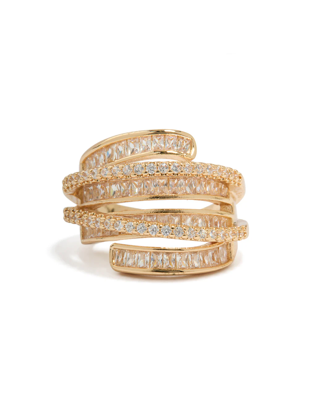 Gold Cubic Zirconia Molten Wrap Around Ring - Image 5