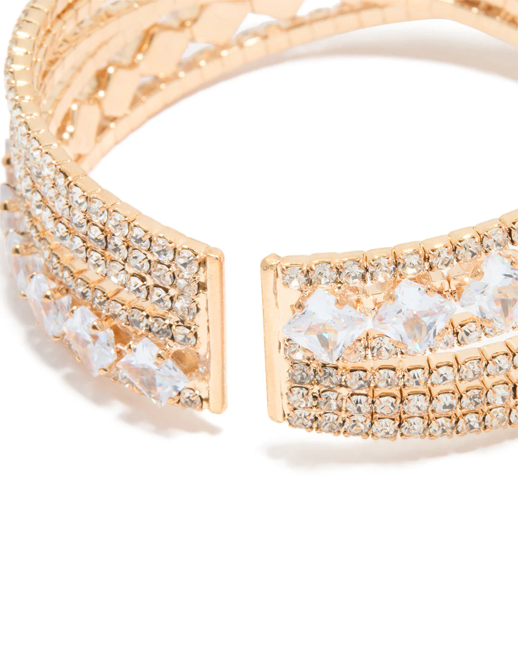 Gold Cubic Zirconia Multi Cross Wrist Cuff - Image 3