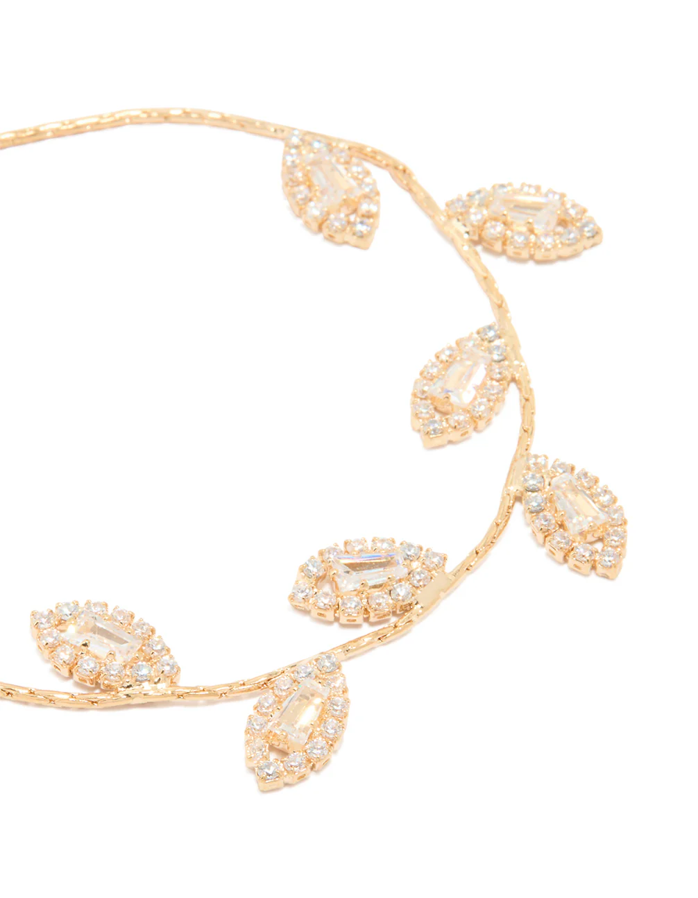 Gold Cubic Zirconia Multi Leaf Toggle Bracelet - Image 2
