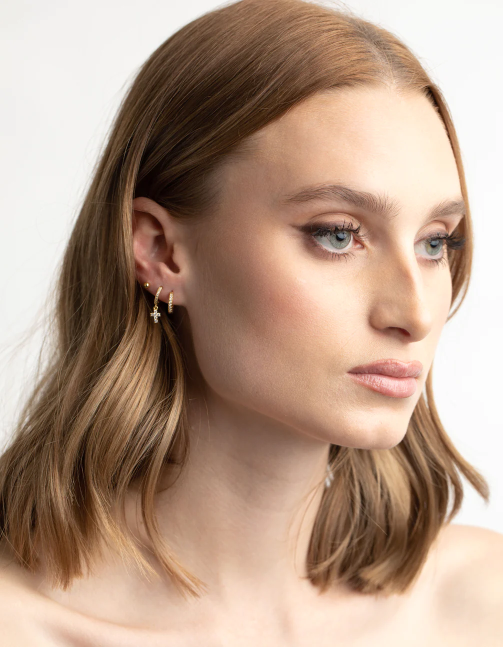 Gold Plated Cubic Zirconia Pave Cross Earrings 6-Pack - Image 4