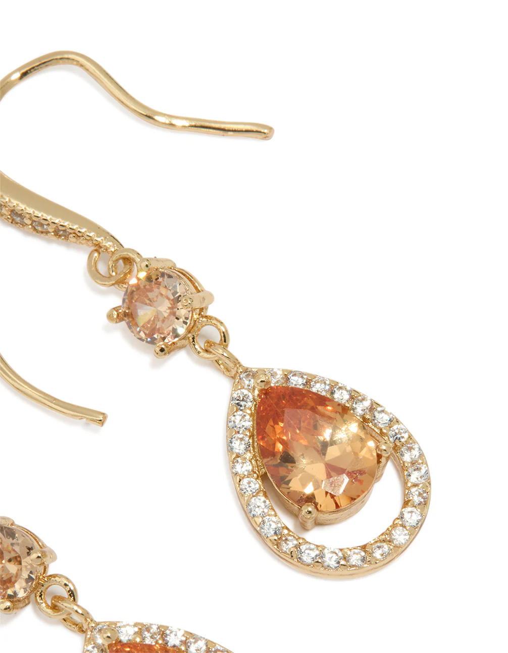 Gold Cubic Zirconia Pear Drop Earrings - Image 3