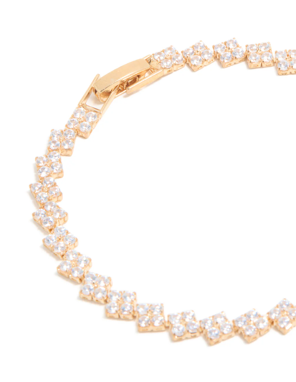 Gold Cubic Zirconia Rectangular Tennis Bracelet - Image 3